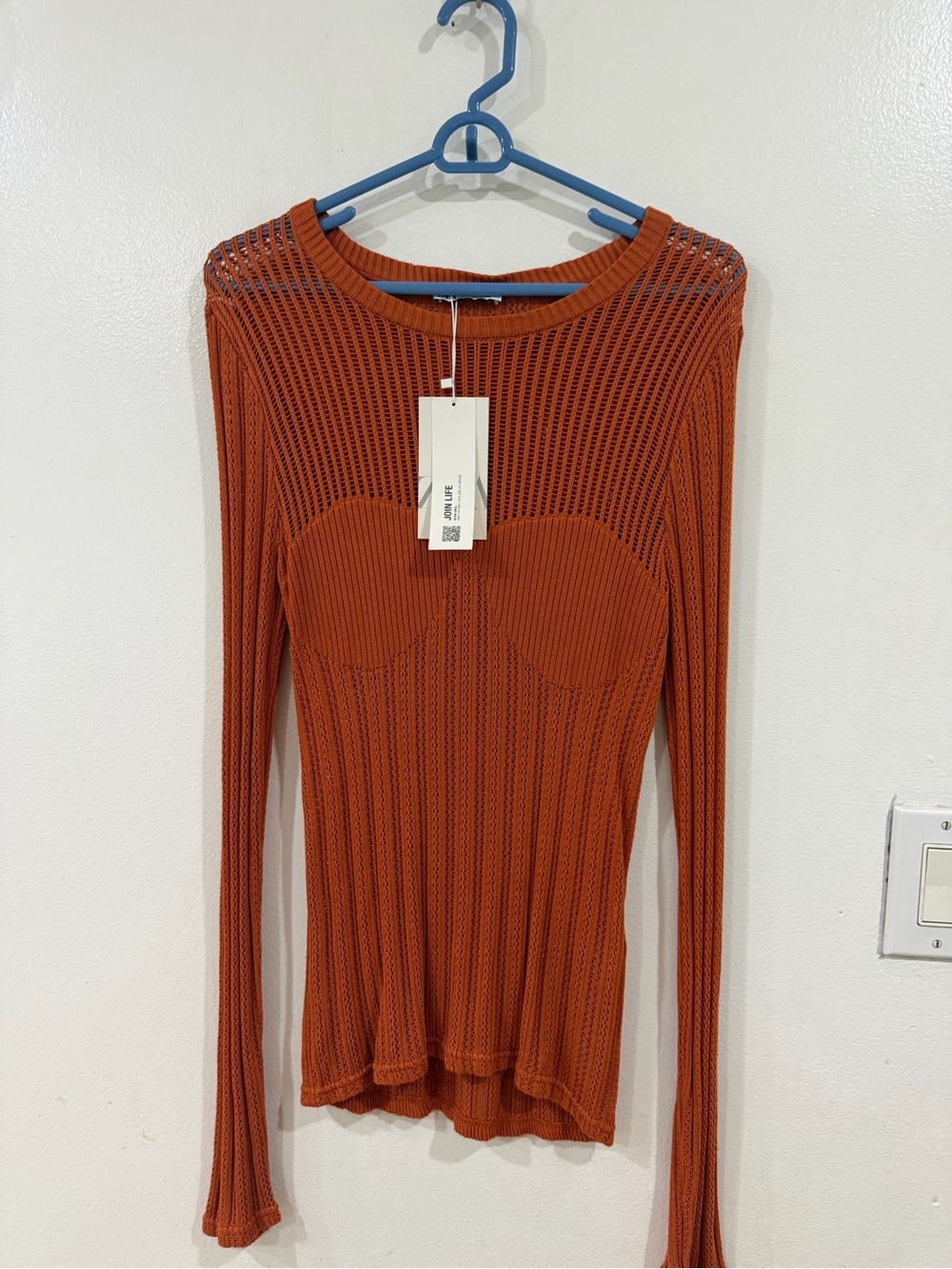 Zara Rust light brown Ribbed Long-Sleeve Crop Top
